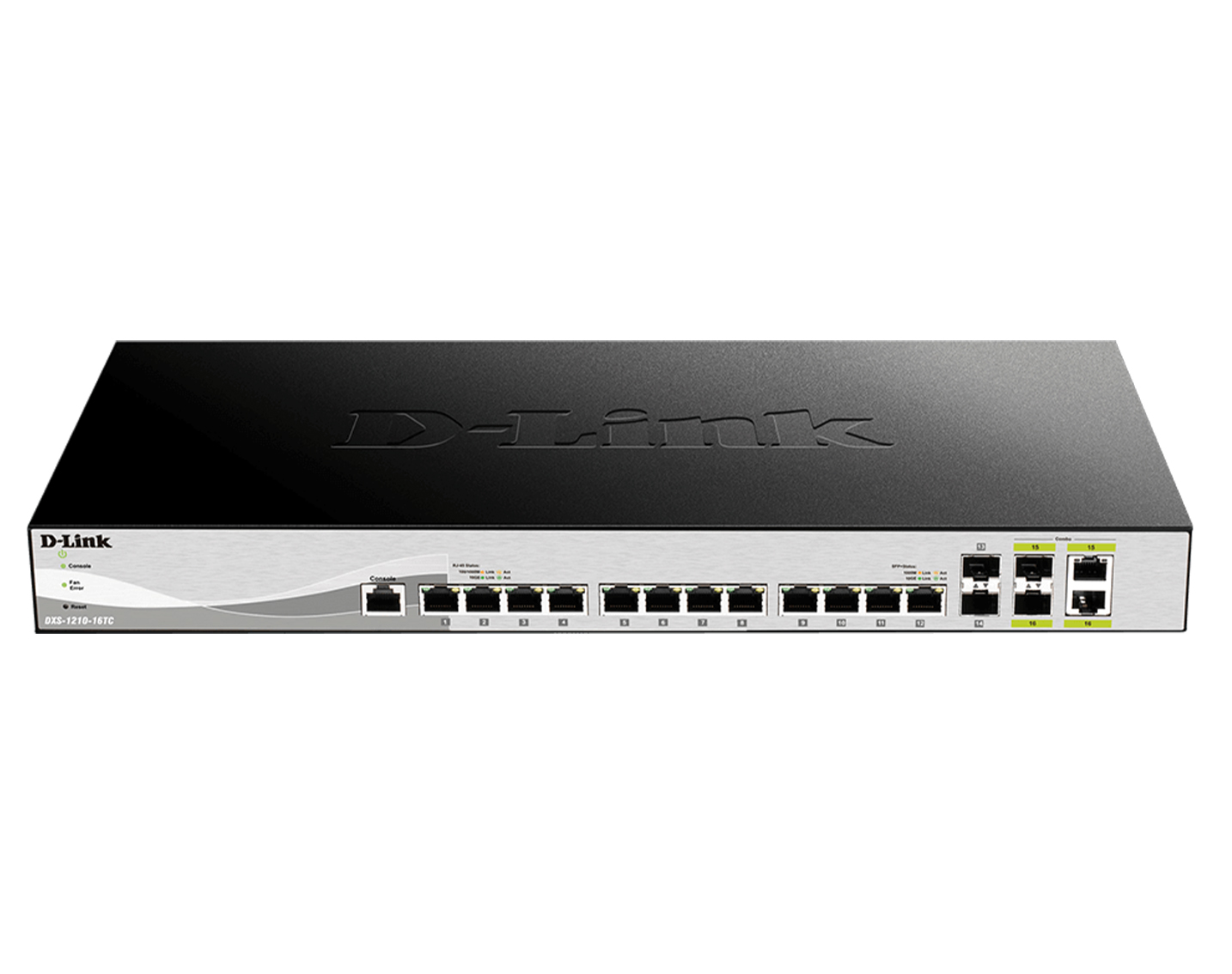 قیمت و خرید سوییچ شبکه مدیریتی 14 پورت + 2 پورت SFP دی لینک مدل DXS-1210-16TC | نت ران